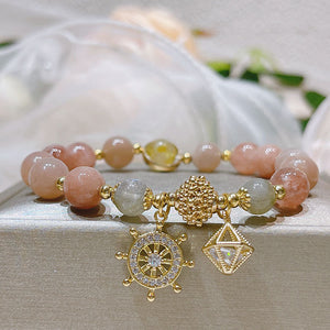 Jordbær kvarts-armbånd