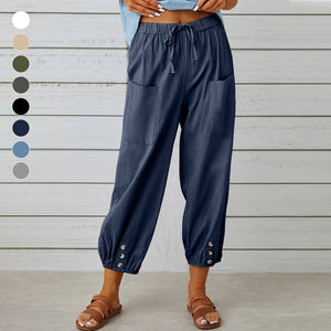 Loose trousers with a high waist
