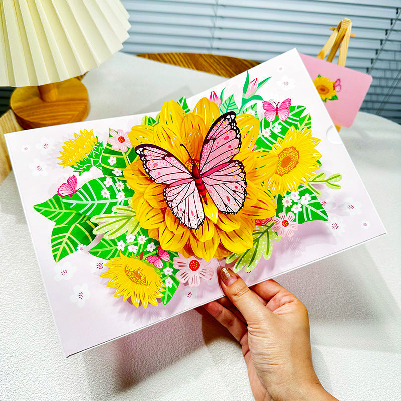 3D håndlavet blomster lykønskningskort
