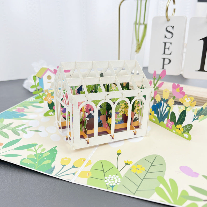 3D håndlavet blomster lykønskningskort