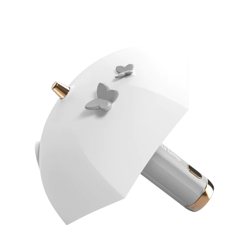 Mini paraplyformet natlampe med USB genopladeligt batteri