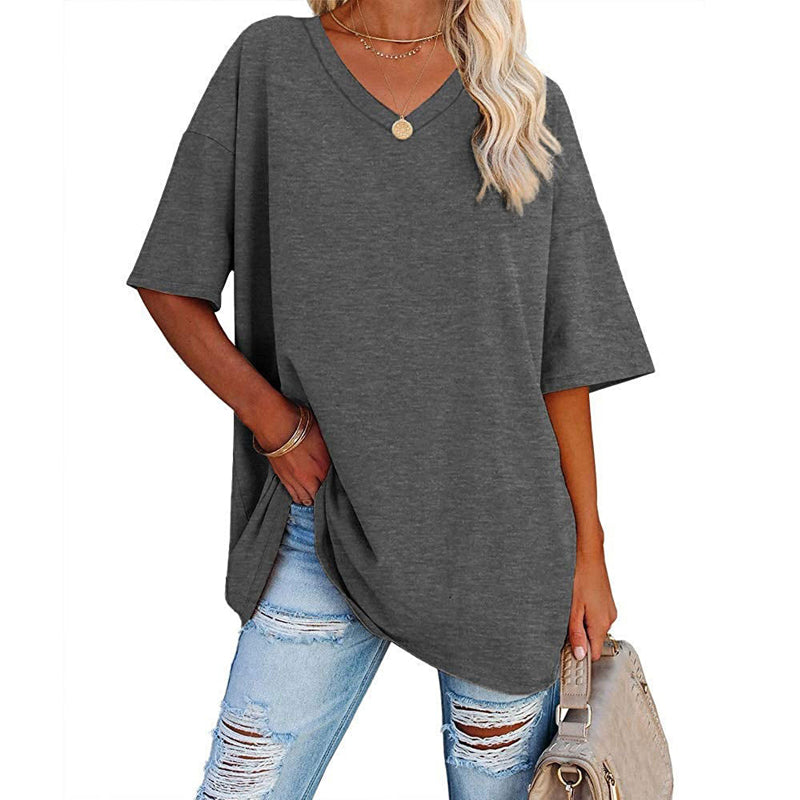 T-shirt med V-hals til damer