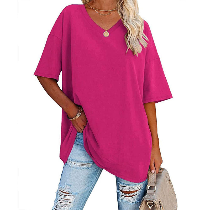 T-shirt med V-hals til damer