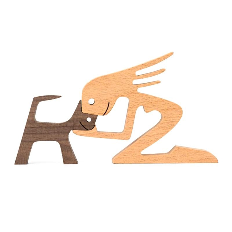 Kæledyrs elsker - træskulptur bordornamenter