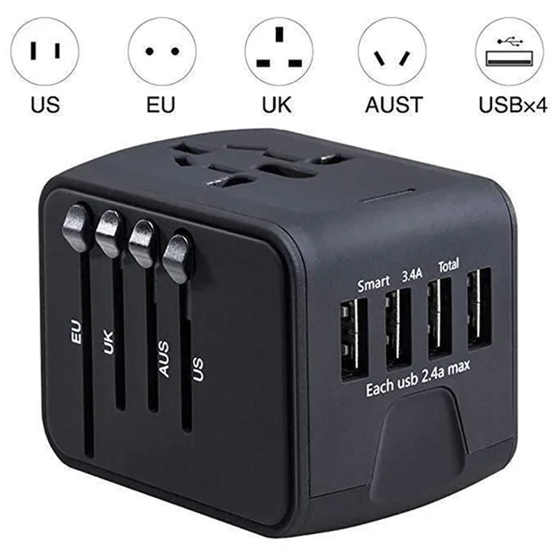 Smart universal rejseadapter med spændingskonvertering