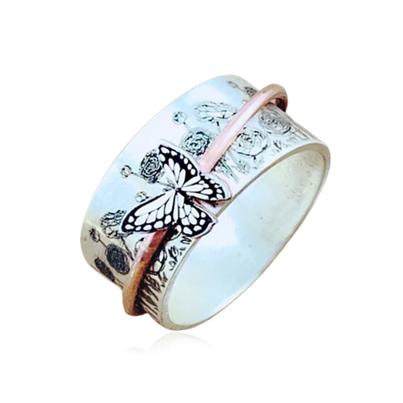 Sommerfugle Sølv Spinner Ring