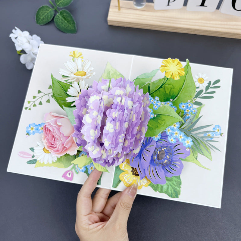 3D håndlavet blomster lykønskningskort