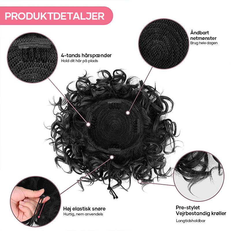 Kort krøllet knold med elastisk snøre
