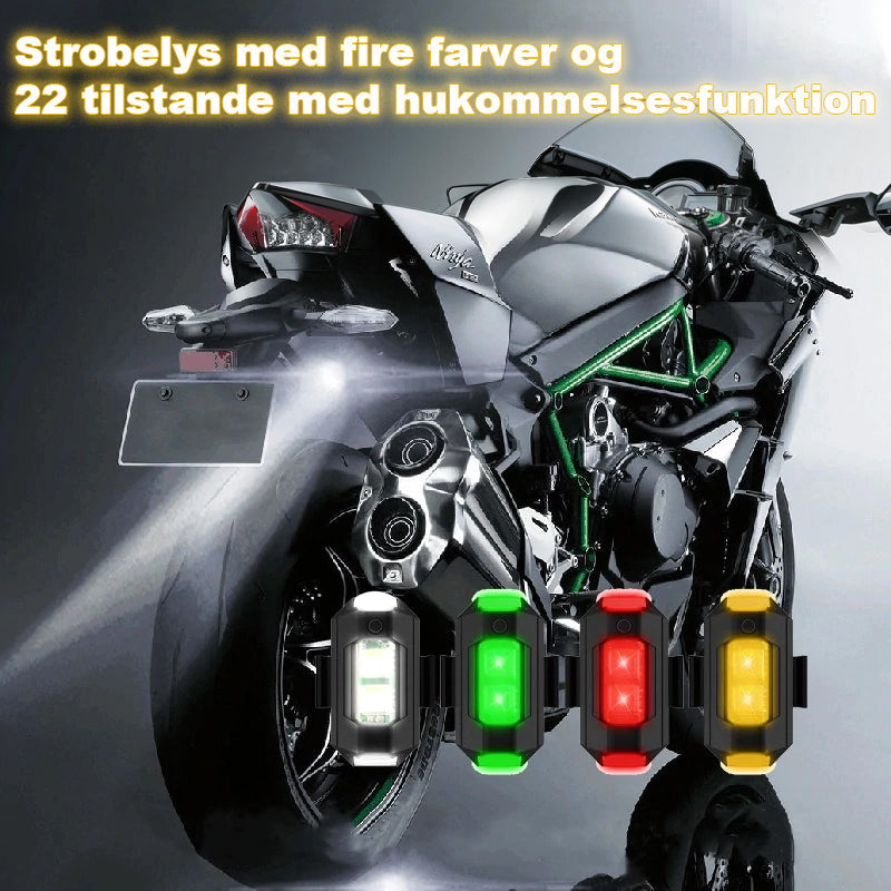 4 farver LED flystroboskoplys og USB-opladning