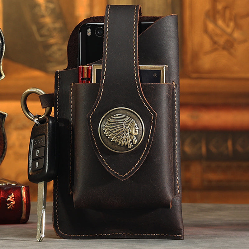 Multifunktionel læder taske til telefon