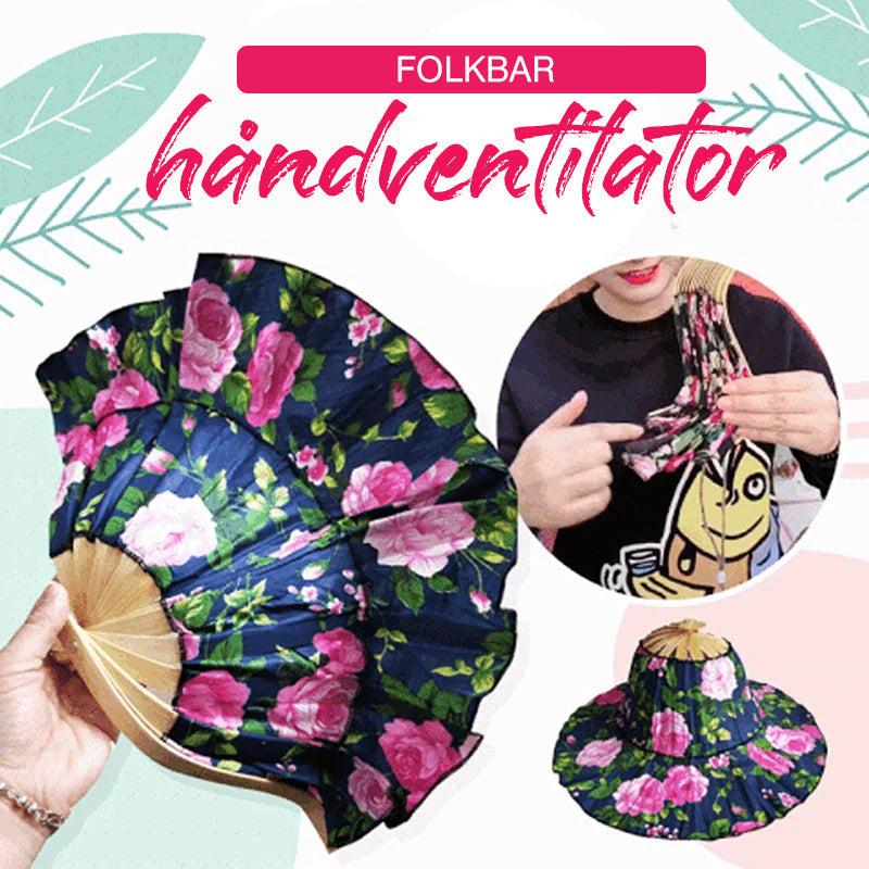 Bambus foldbar håndventilator solhat