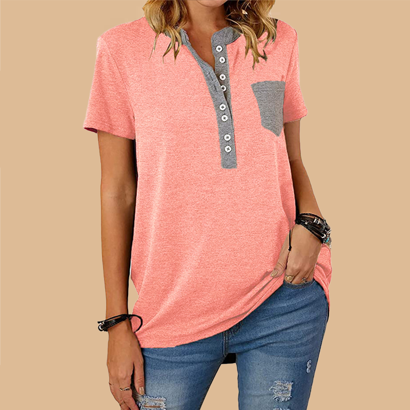 T-shirt med lomme og knapper