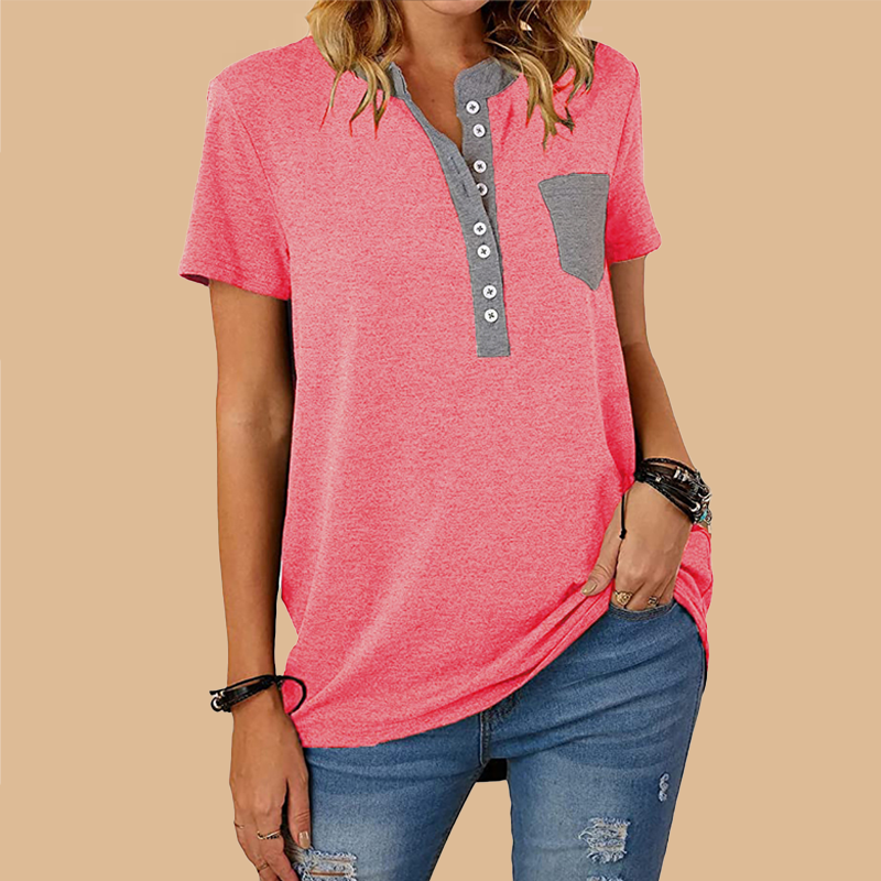 T-shirt med lomme og knapper