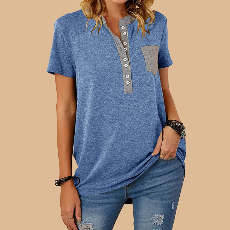 T-shirt med lomme og knapper