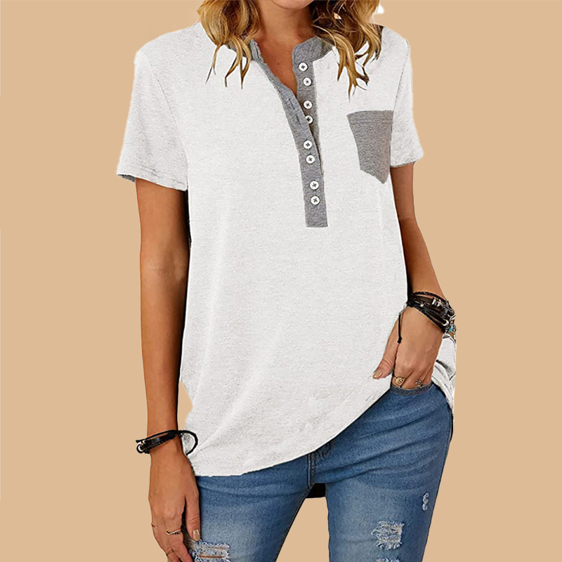 T-shirt med lomme og knapper