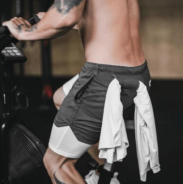 2-i-1 dobbeltlagede fitnessbukser, der tørrer hurtigt