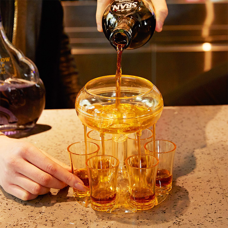 Dispenser og holder til 6 shotglas