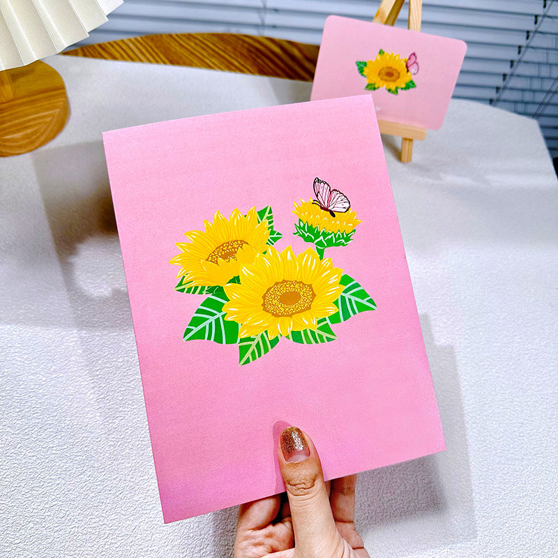 3D håndlavet blomster lykønskningskort