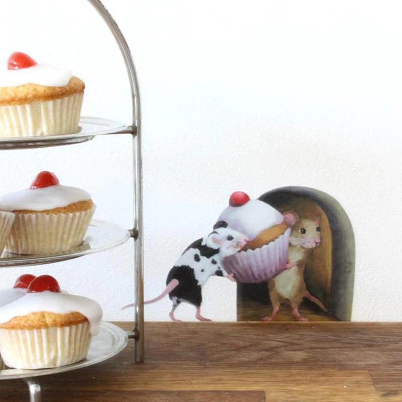 Realistiske 3D Musehul vægklistermærker