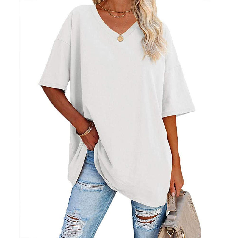 T-shirt med V-hals til damer