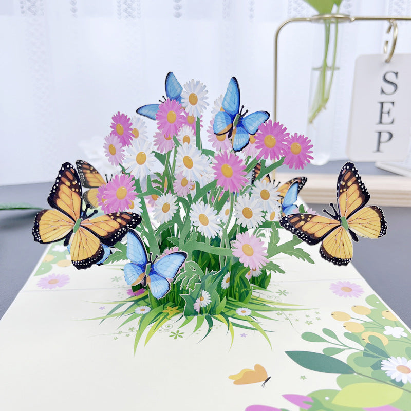 3D håndlavet blomster lykønskningskort