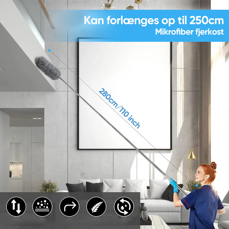 Teleskopisk vaskbar buet mikrofiber støvekost