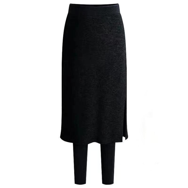 Vinter termiske fleece leggings med nederdel