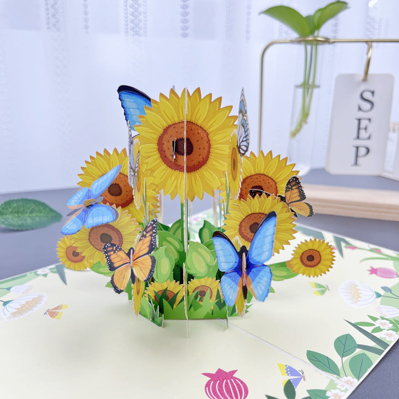 3D håndlavet blomster lykønskningskort