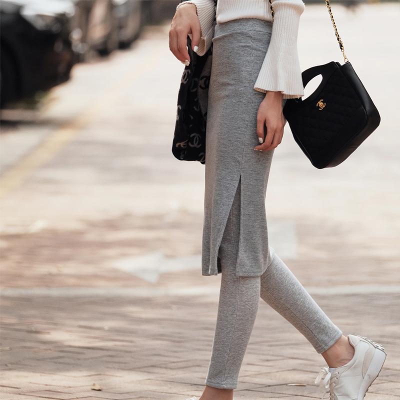 Vinter termiske fleece leggings med nederdel