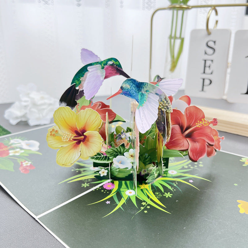 3D håndlavet blomster lykønskningskort