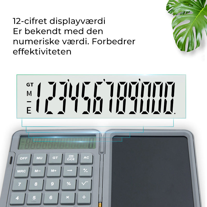 Foldbar lommeregner til håndskrivning
