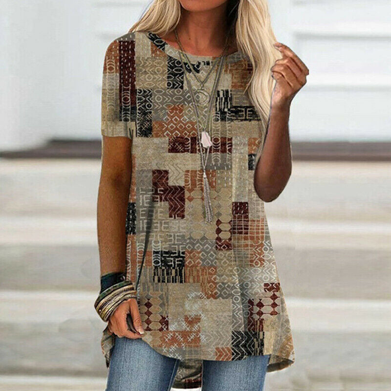 Kortærmet T-shirt med digitalt print