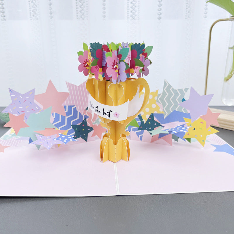 3D håndlavet blomster lykønskningskort
