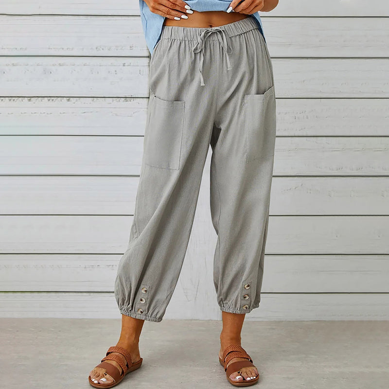 Loose trousers with a high waist