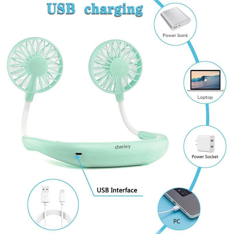 Genopladelige mini-halsventilatorer