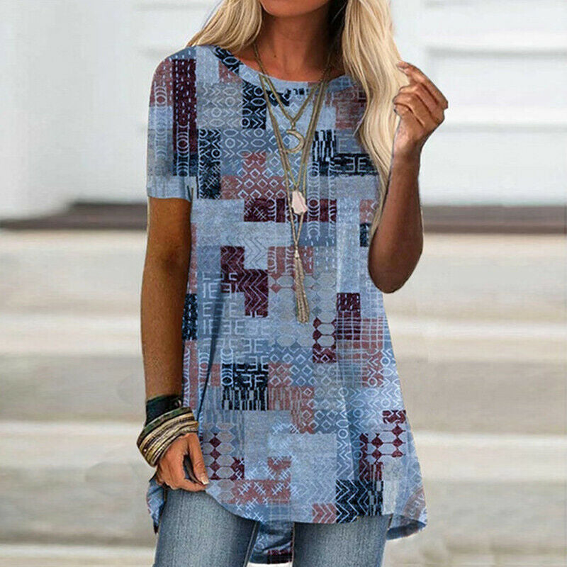 Kortærmet T-shirt med digitalt print
