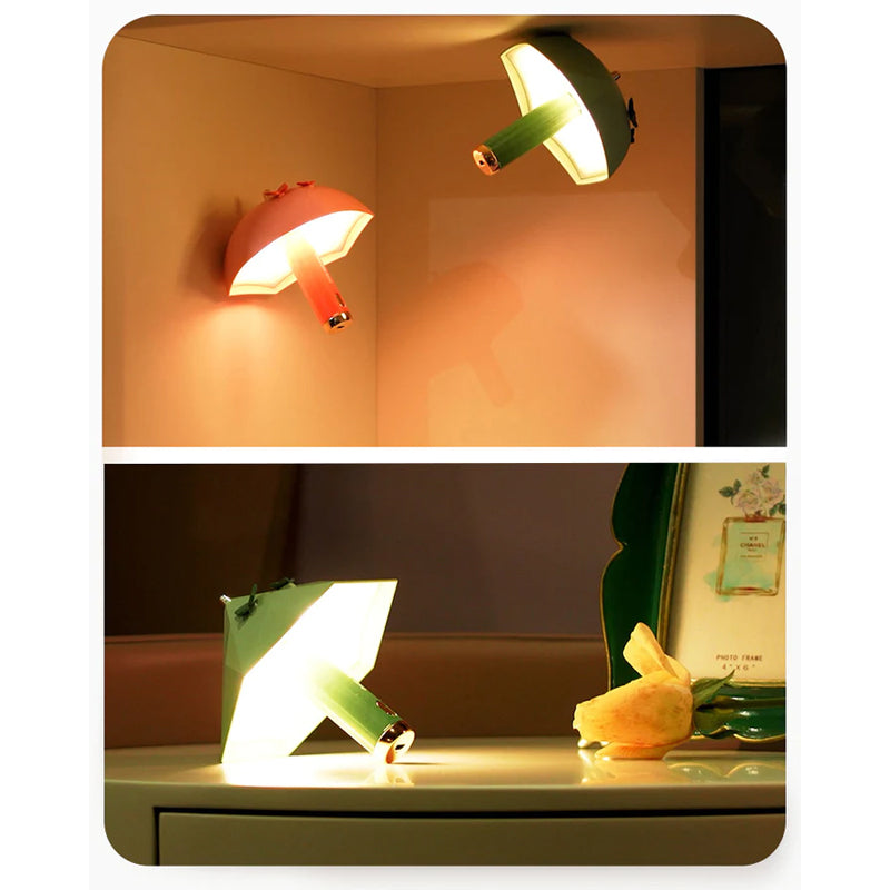 Mini paraplyformet natlampe med USB genopladeligt batteri