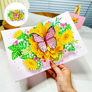 3D håndlavet blomster lykønskningskort
