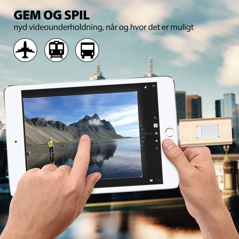 Bærbart USB-flashdrev til iPhone, iPad og Android