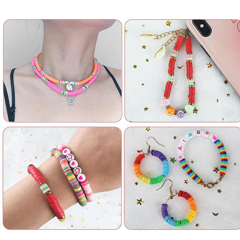 Sæt med lerperler til fremstilling af armbånd