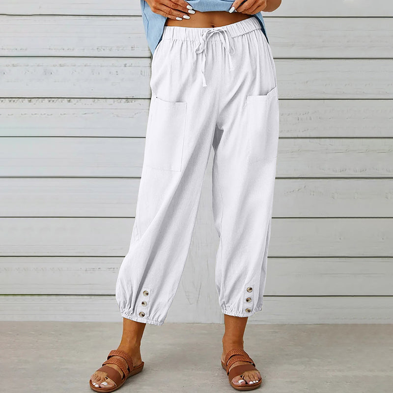 Loose trousers with a high waist