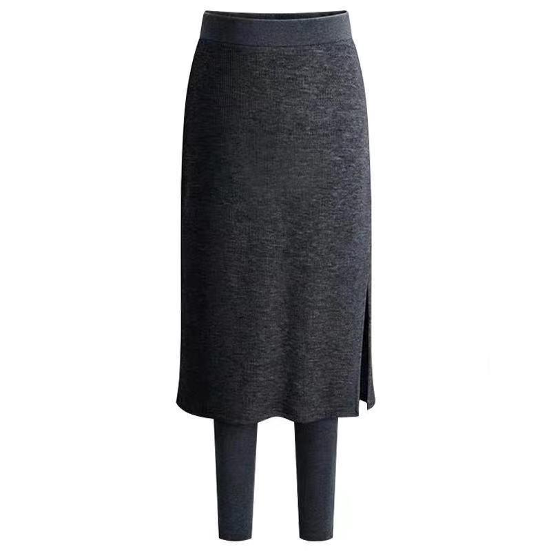 Vinter termiske fleece leggings med nederdel