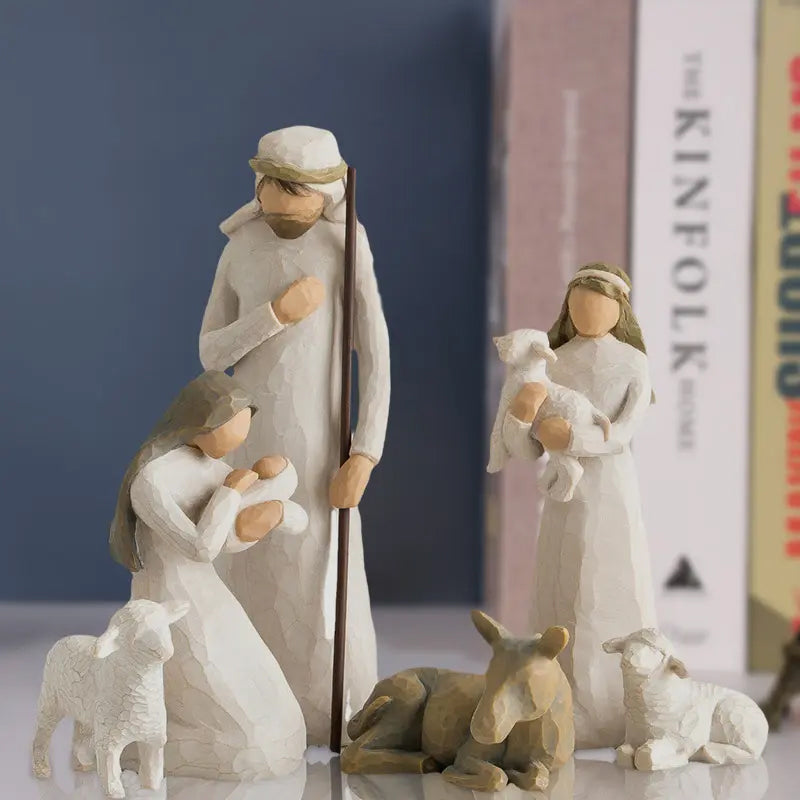Willow Tree Nativity Figurines 6 PCs Resin Easter Ornament