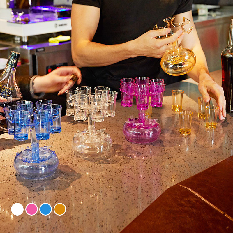 Dispenser og holder til 6 shotglas