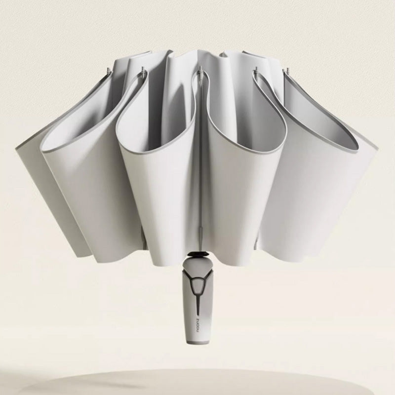 Trefoldig Selvåbnende og -lukkende paraply med spænde