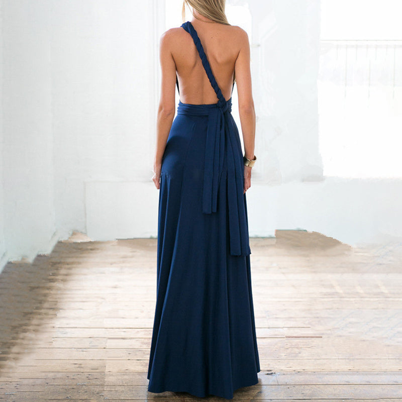 Rygløs kjole med bindestrop