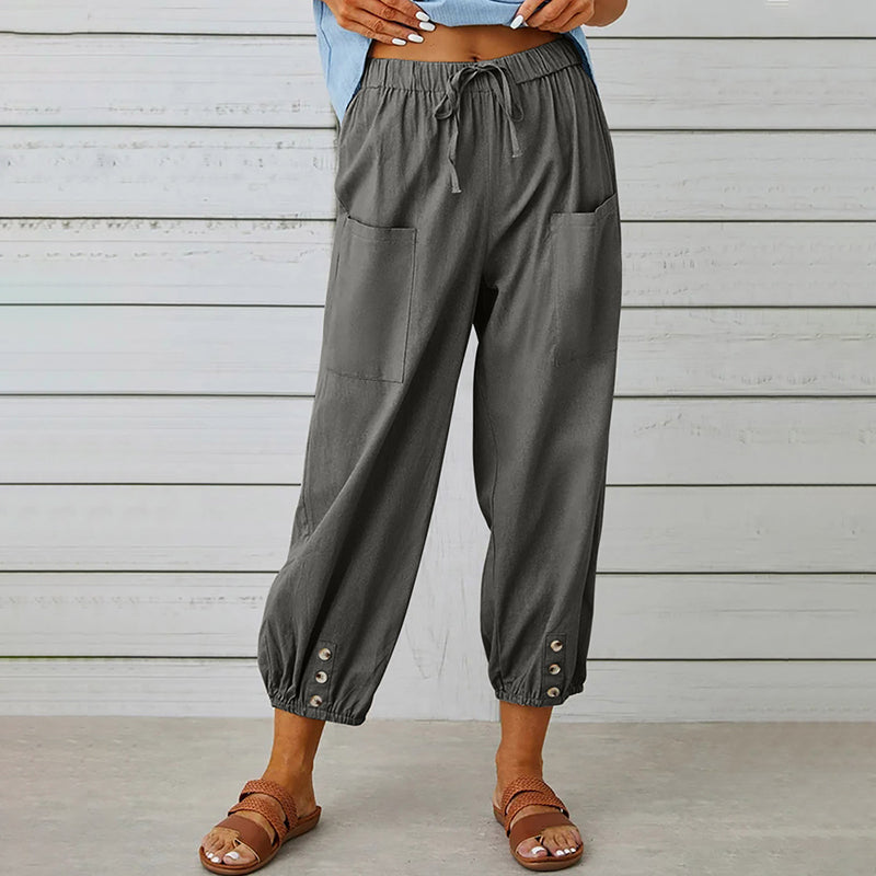 Loose trousers with a high waist