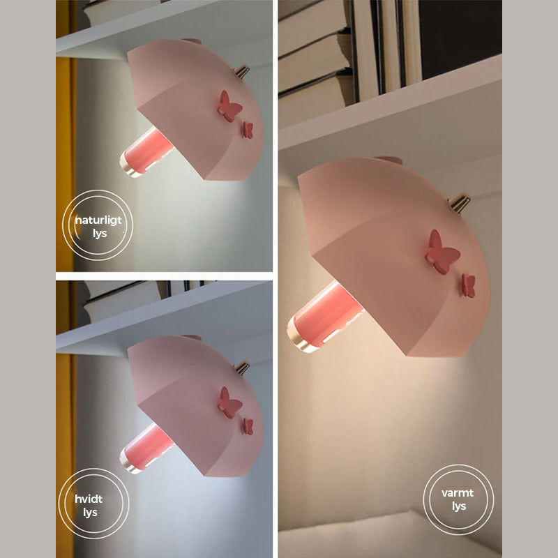 Mini paraplyformet natlampe med USB genopladeligt batteri