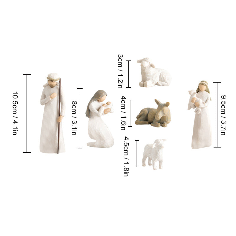Willow Tree Nativity Figurines 6 PCs Resin Easter Ornament