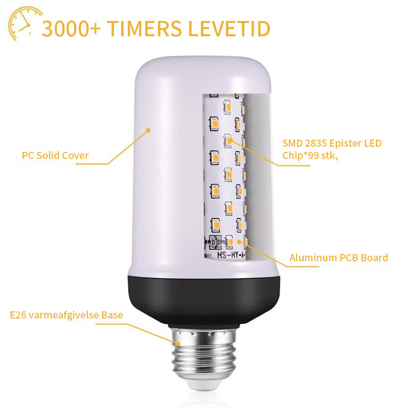 LED lyspære med flammeeffekt